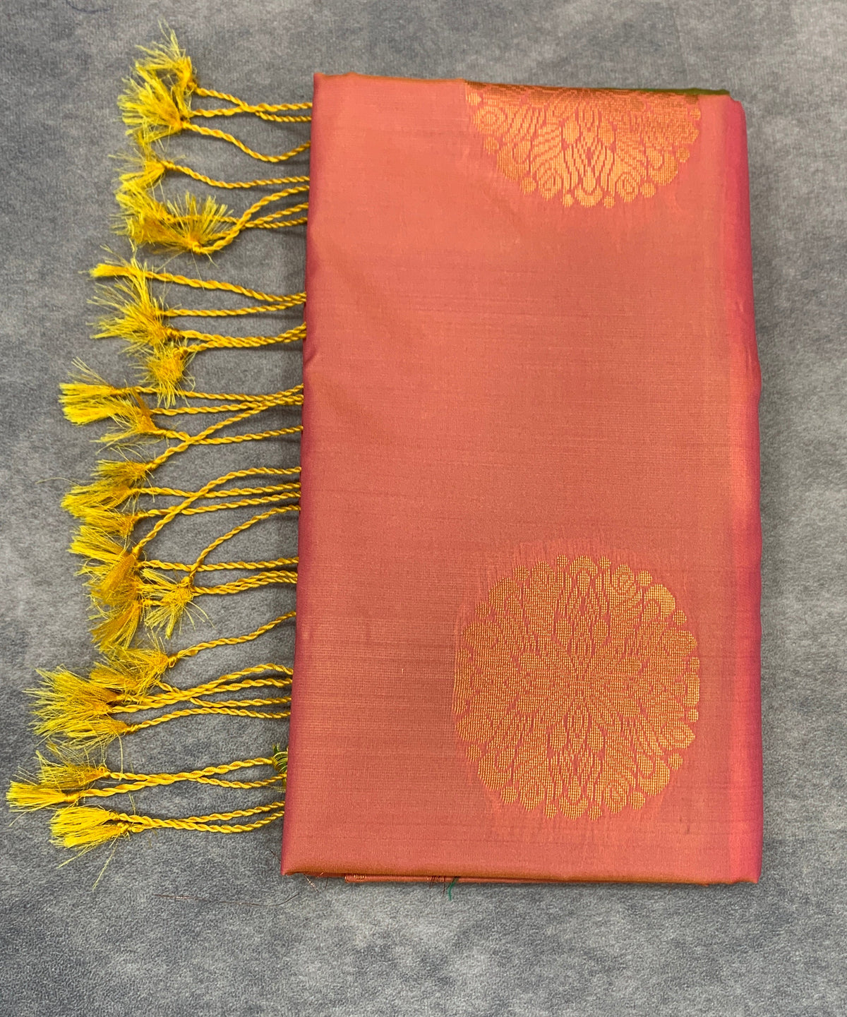 Art Silk Saree Gold Orange Colour with Borderless