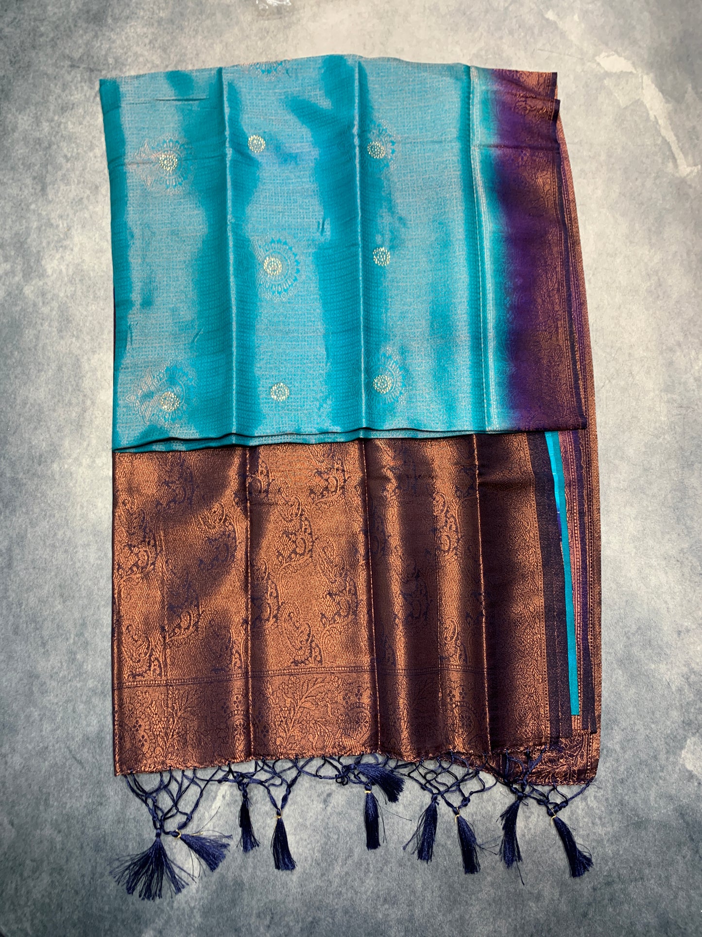 Soft Silk Saree Sky Blue Colour and Stone Work with Navy Blue Colour Pallu