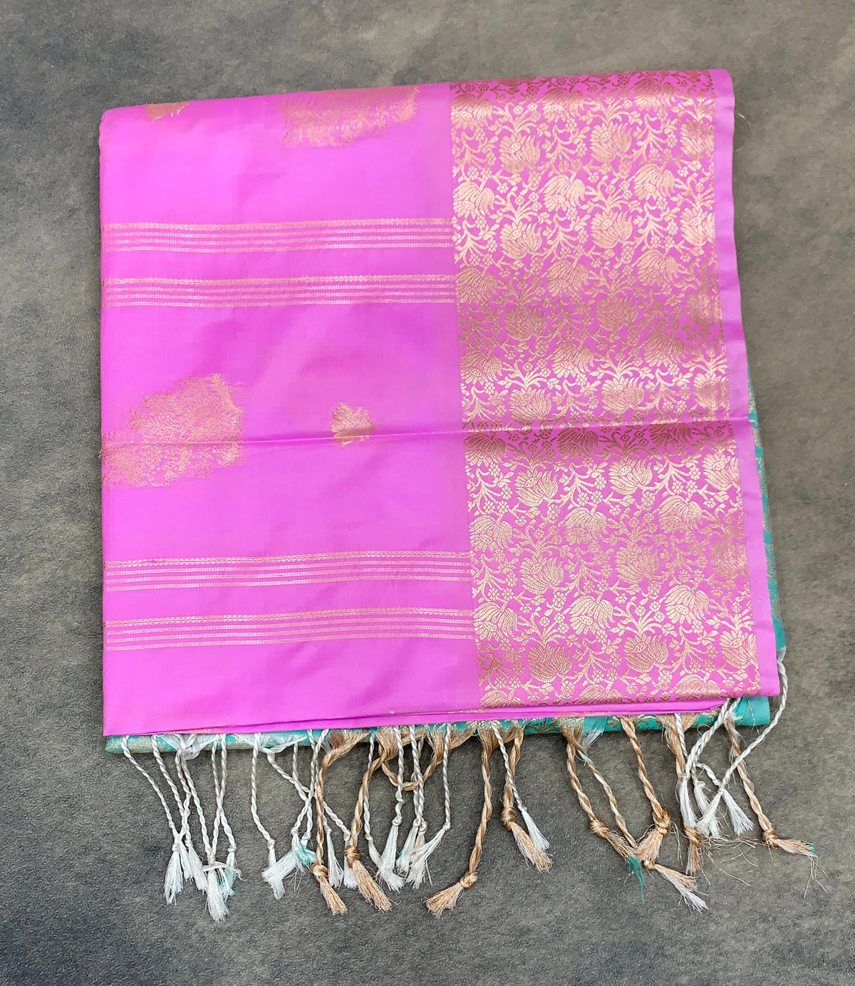 Art Silk Saree Baby Pink Colour with Sliver Zari Border