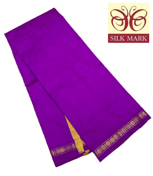 9X5 Pure Silk Dhoti Magenta Small Border