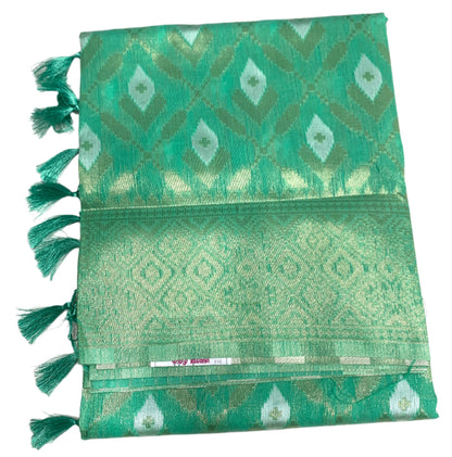 Banaras Katan Saree Sapphire Colour with Katan Work Border