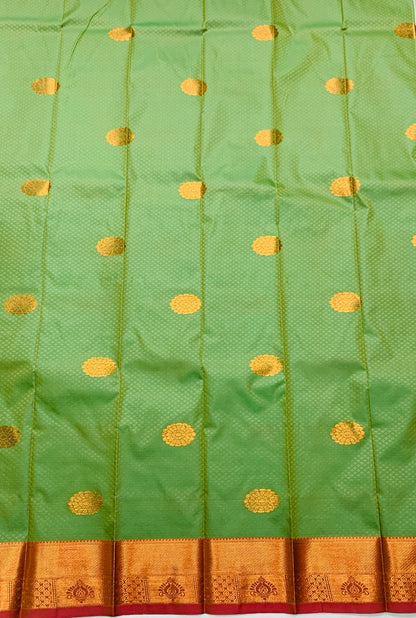 Light Green Colour Silk Cotton Saree with Copper Zari Border