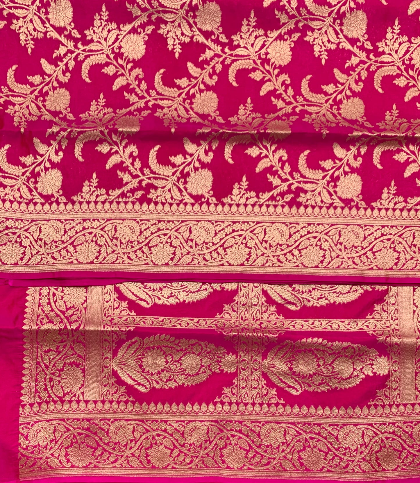 Pure Banaras Silk Saree Pink Colour with Self Colour Banarasi border