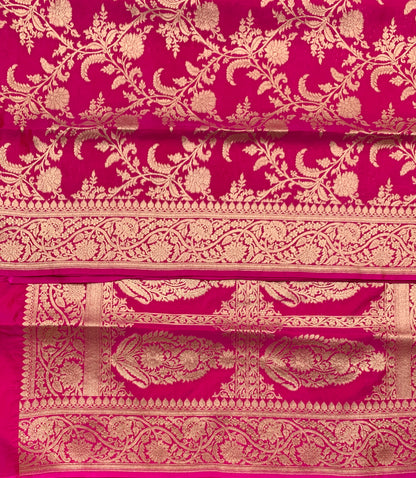 Pure Banaras Silk Saree Pink Colour with Self Colour Banarasi border