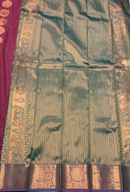 Vegan Silk Saree Maroon Colour Saree with Copper Border