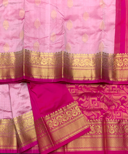 Pure Kanchipuram Silk Onion Pink Colour with Pink Colour Border