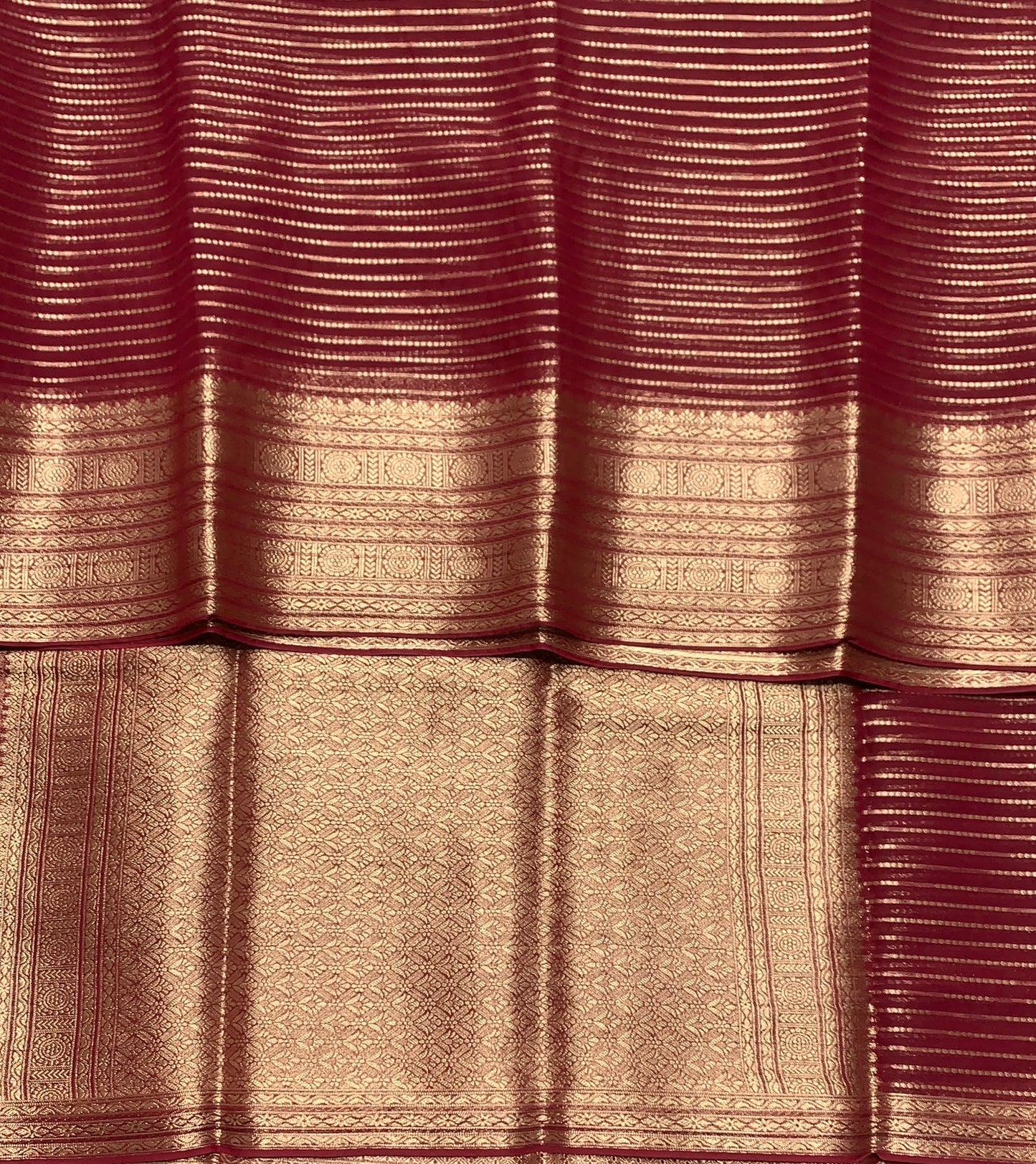 Georgette Saree Maroon Colour with Sliver Floral Design Border