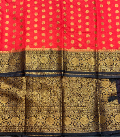 Crepe Saree Red Colour with Block Border