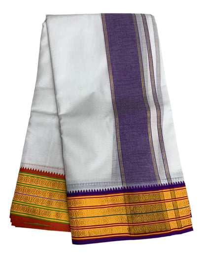 9X5 Cotton Dhoti White Colour with Yellow Border