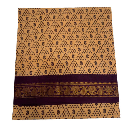 Chettinad Sungudi Cotton Sandal Colour Brown Border