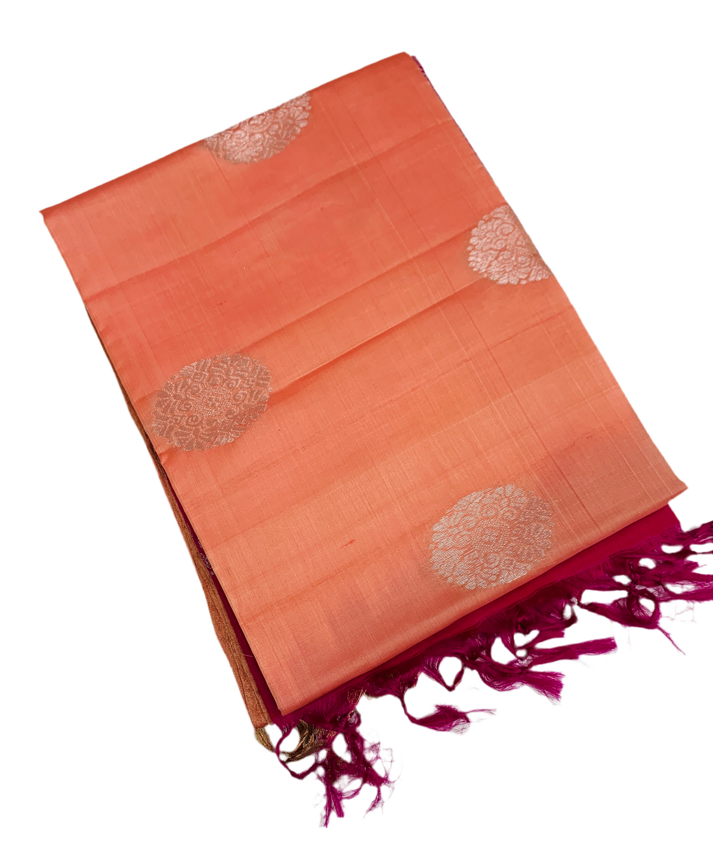 Soft Silk Saree Salmon Colour with Copper border