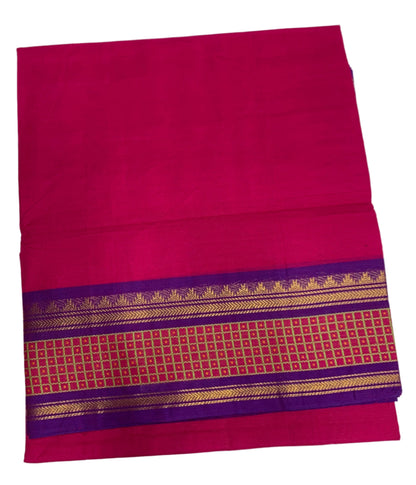 Chettinad Cotton Saree Pink Colour with Lavender Border