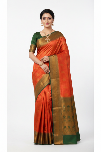 Soft Silk Saree Red Colour with Jamiki Work