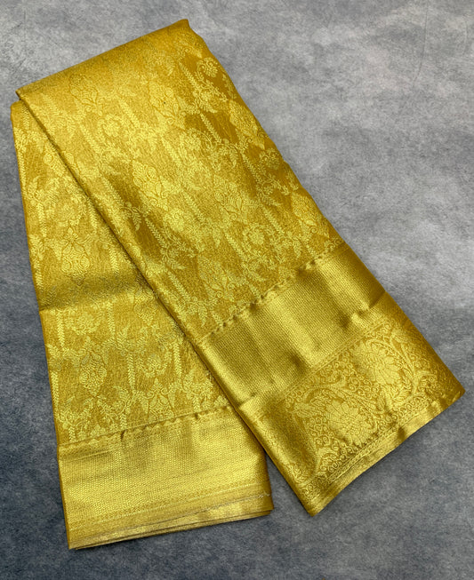 Fancy Tissue Saree Golden Colour with Self Colour Border