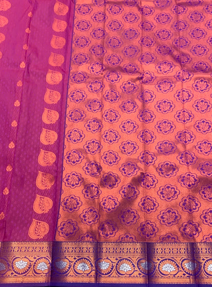 Vegan Silk Saree Vadamali Colour Saree with Copper Border
