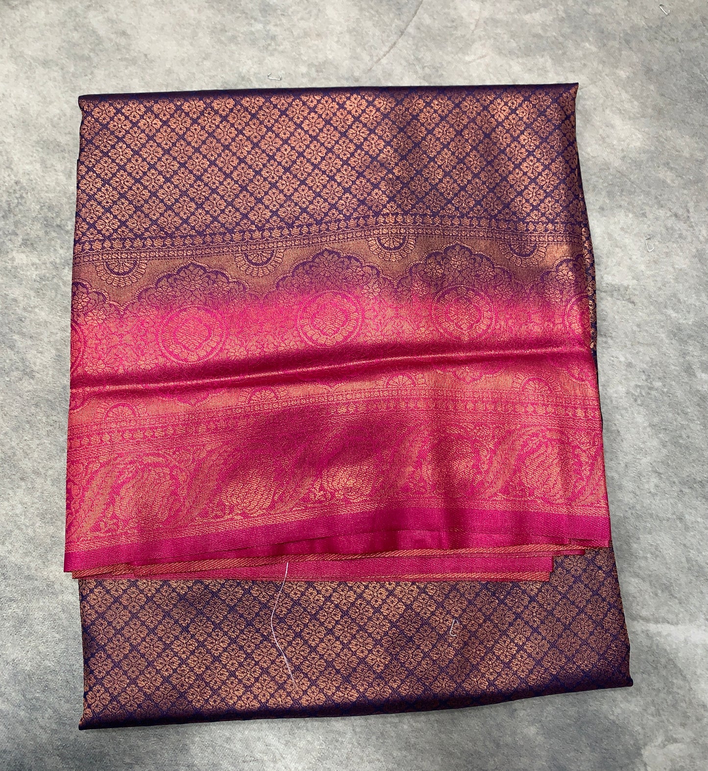 Soft Silk Saree Navy Blue Colour with Pink Colour Pallu