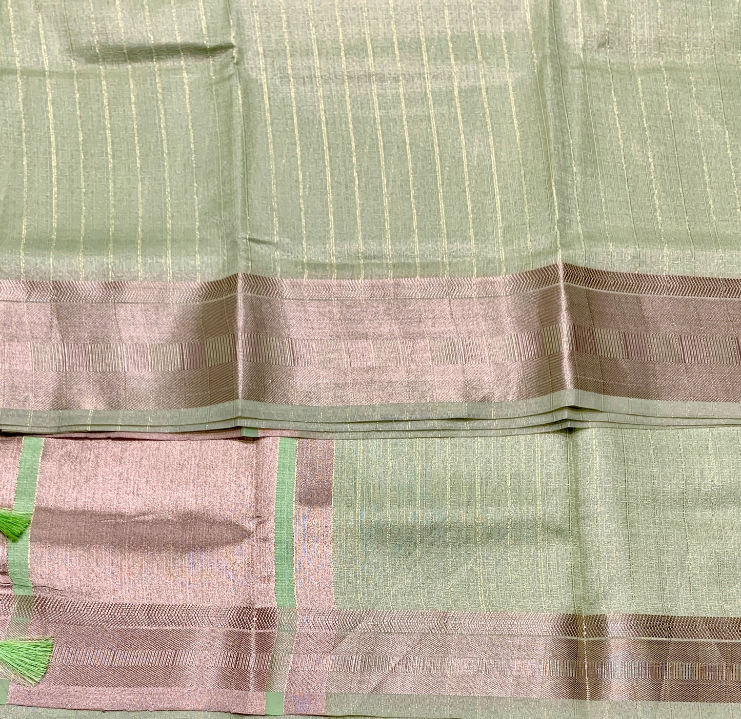 Banaras Katan Saree Light Pista Green Colour with Katan Work Border