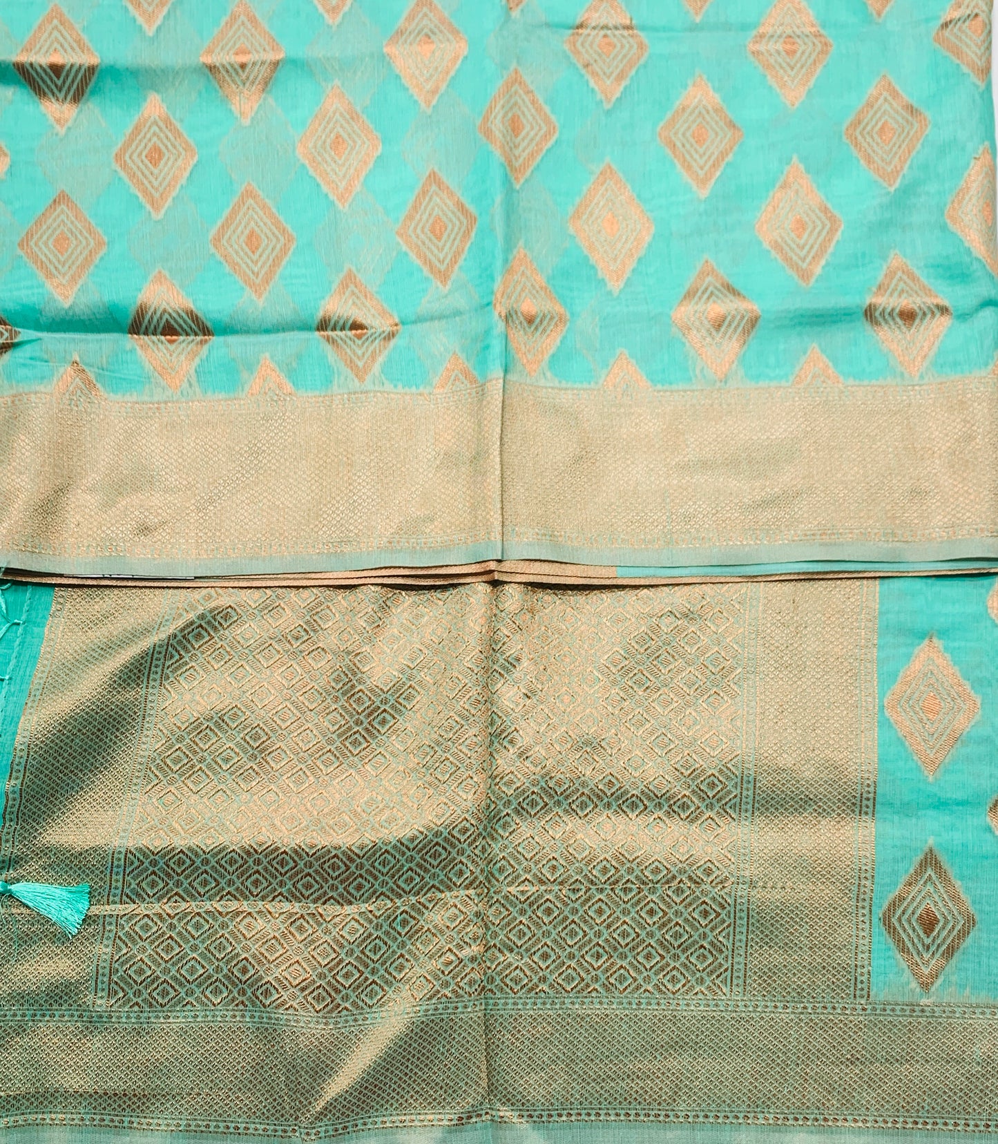 Banaras Katan Saree Sapphire Colour with Katan Work Border