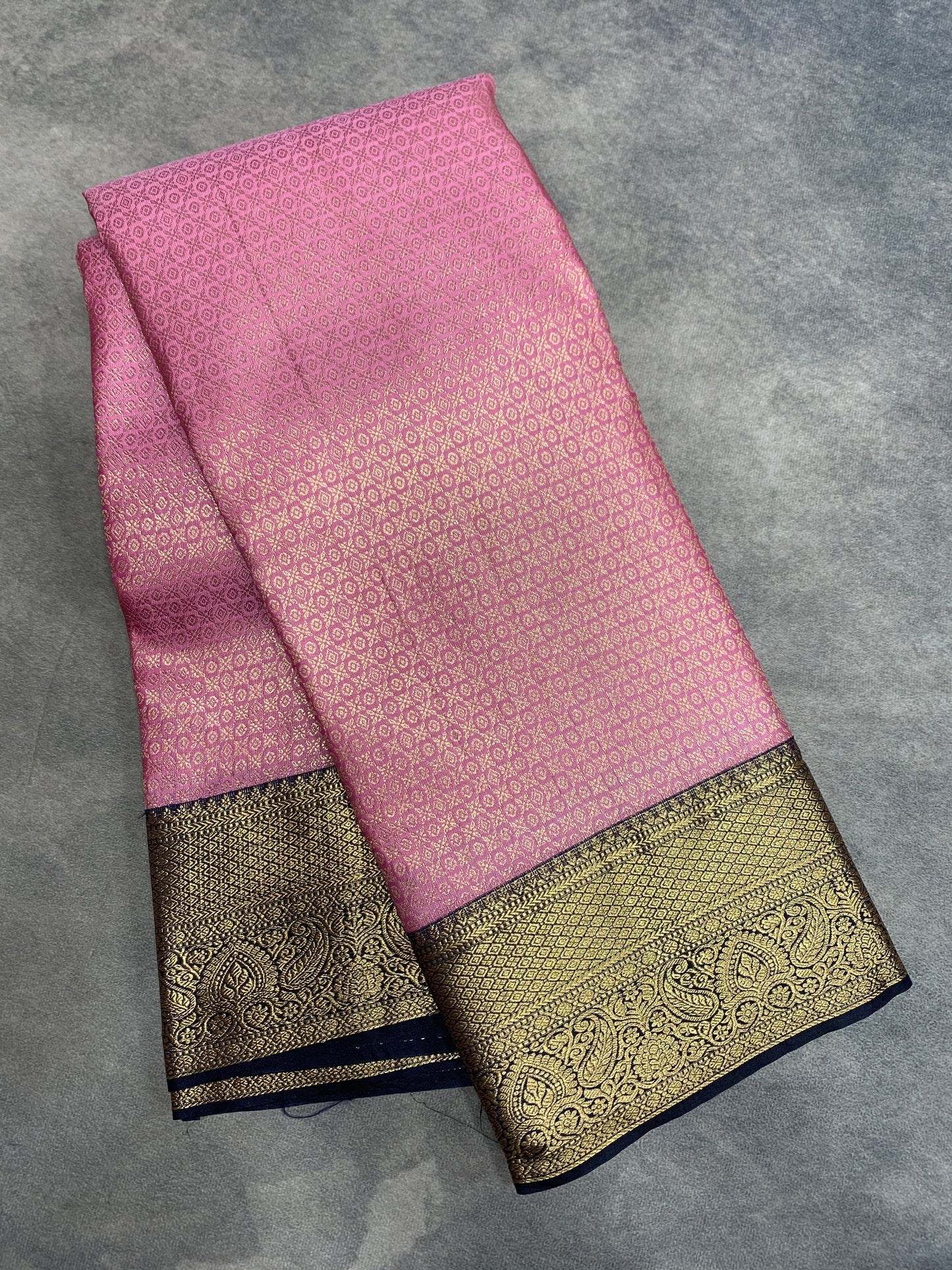 Fancy Tissue Saree Baby Pink Colour with Navy Blue Border
