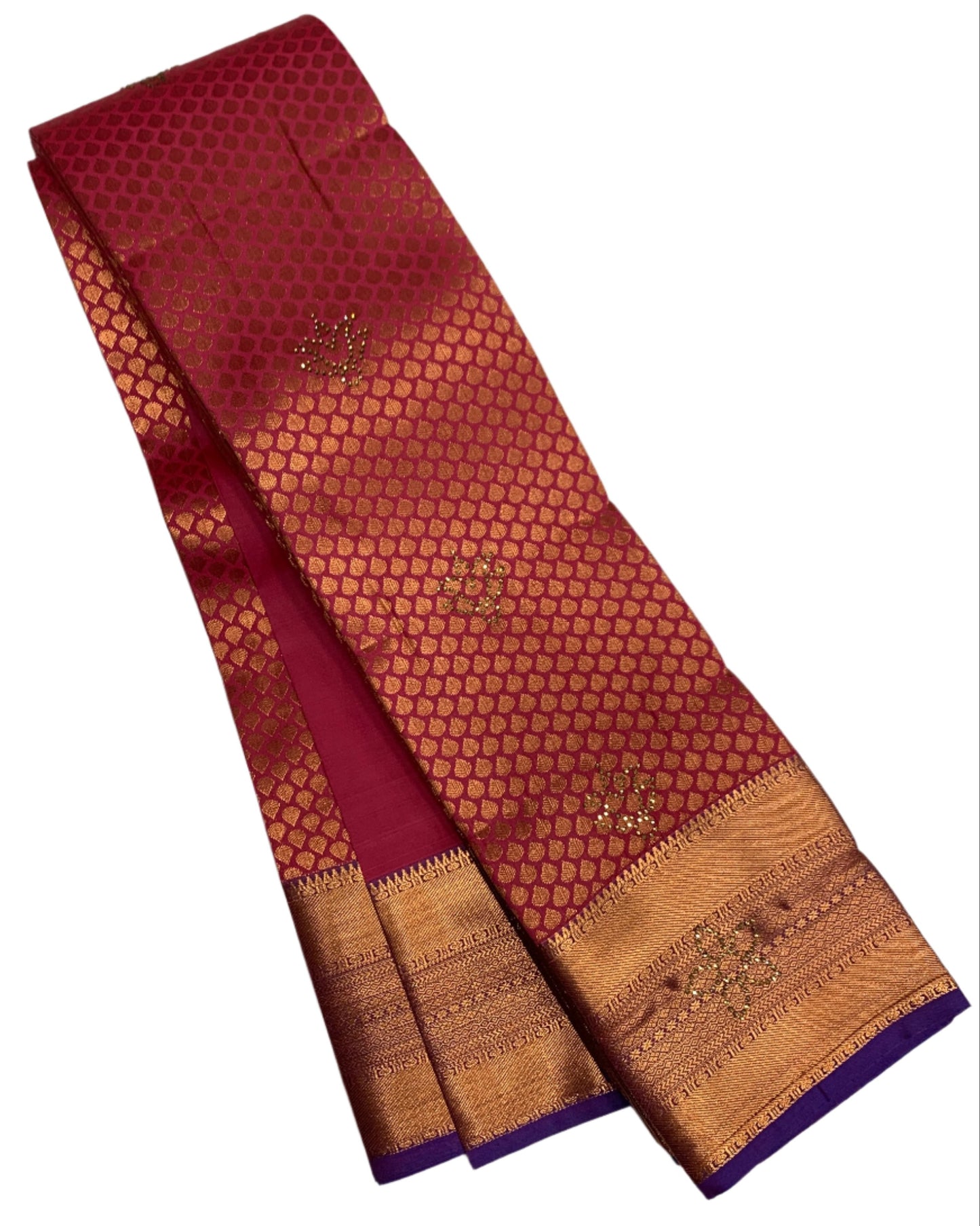 Vegan Silk Saree Pink shade with Copper Border