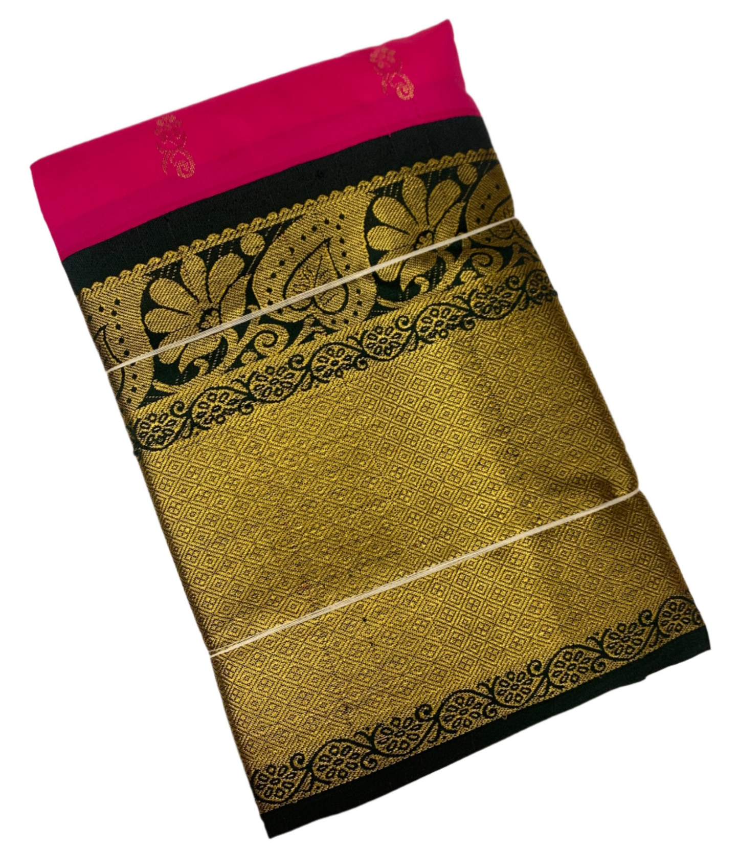 Pure Kanchipuram Silk Pink Colour with Green Border