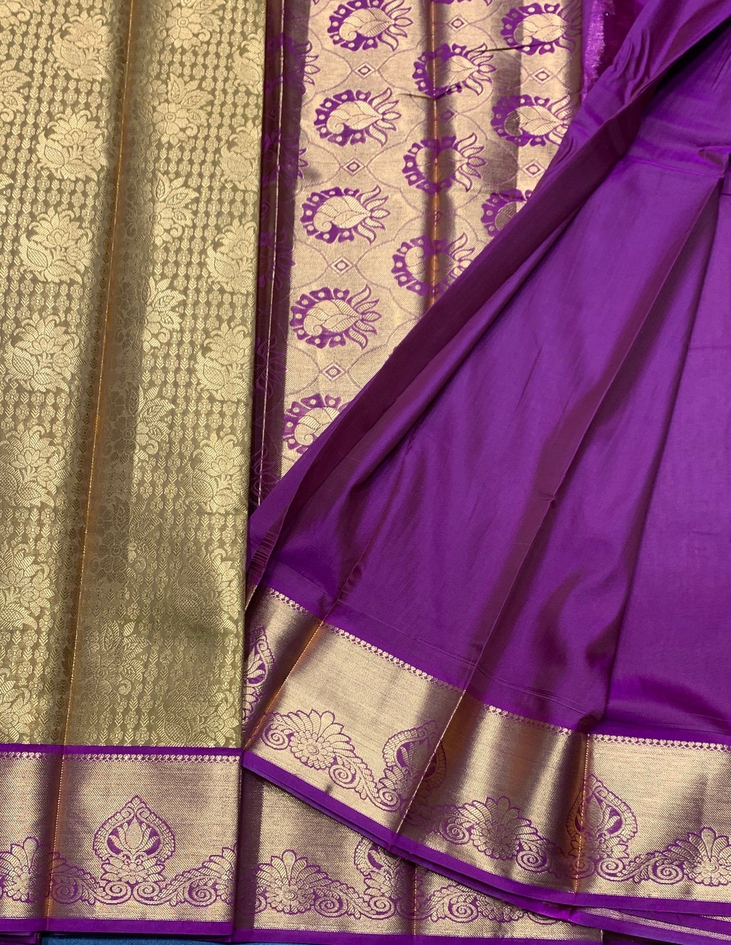Vegan Silk Saree Mustard Colour with Pink and Copper Border