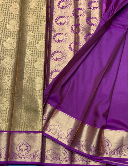 Vegan Silk Saree Mustard Colour with Pink and Copper Border