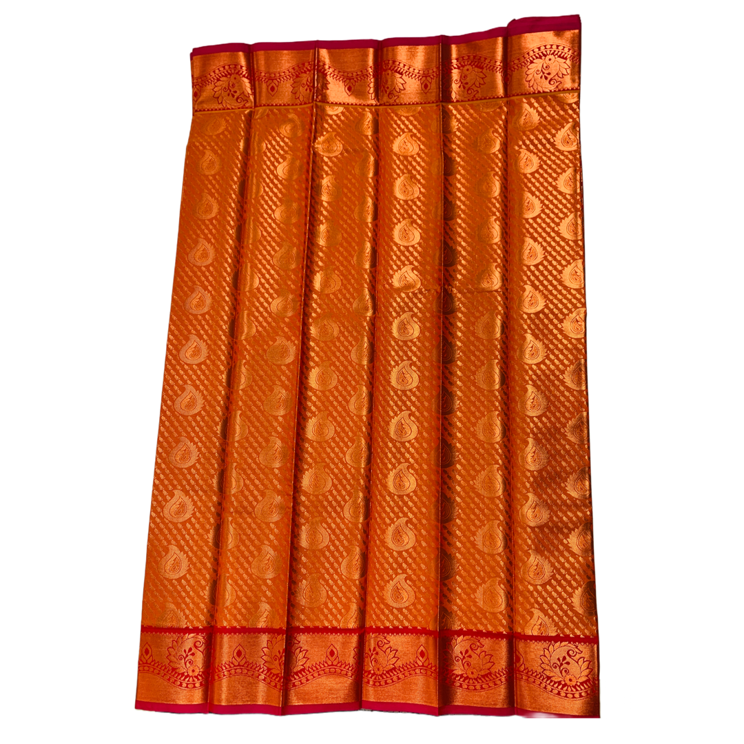 Brownish Orange shade Soft kanchi pattu with Mango design.