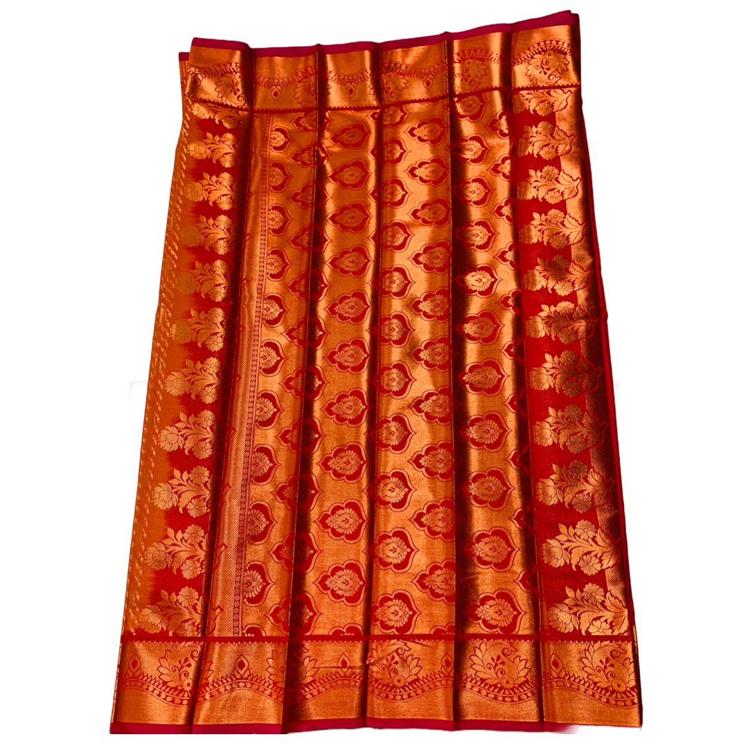 Brownish Orange shade Soft kanchi pattu with Mango design.