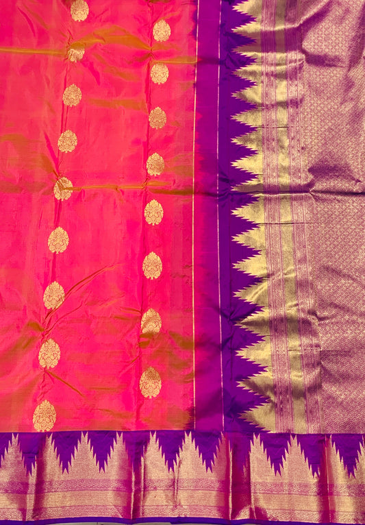 Pure Kachipuram Silk Saree Baby Pink Colour