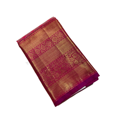 Baby Pink shade Soft kanchi pattu with Golden Border with Flower design