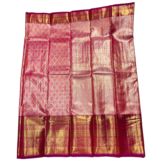 Baby Pink shade Soft kanchi pattu with Golden Border with Flower design