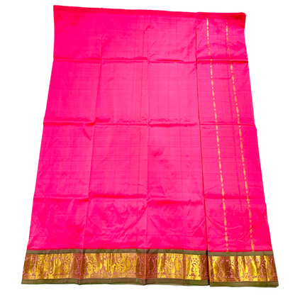 Baby Pink shade Semi Silk Kids Pattu Pavadai with Contrast border for age above 10 years