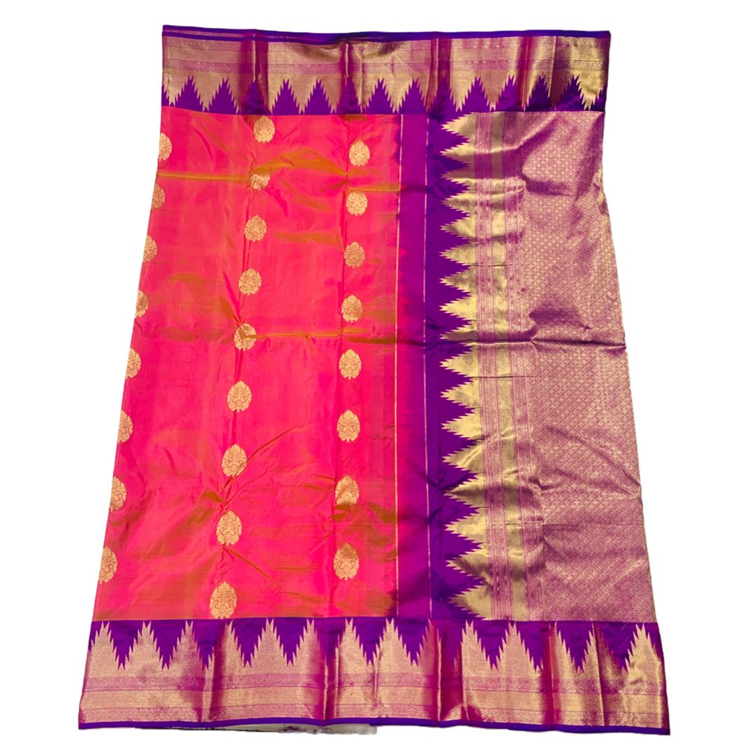 Pure Kachipuram Silk Saree Baby Pink Colour