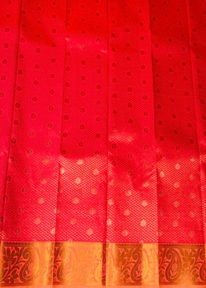 Pink shade saree with Copper Border with Mango and Flower design.