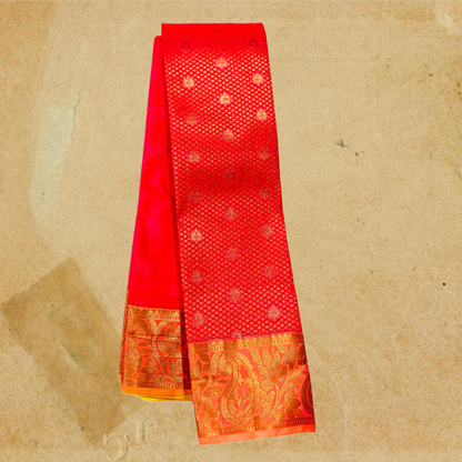 Pink shade saree with Copper Border with Mango and Flower design.