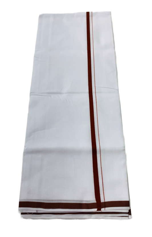 White Cotton Dhoti with Brown  Border