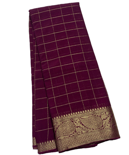 Georgette Saree Beetroot Colour