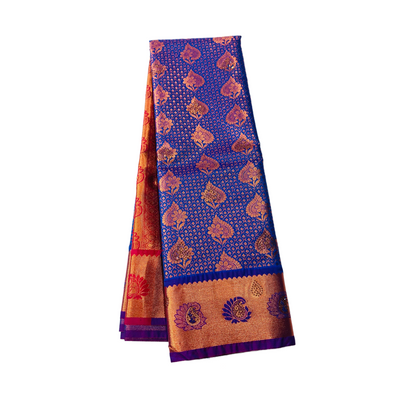 Bridal Vegan Silk Saree Blue Colour