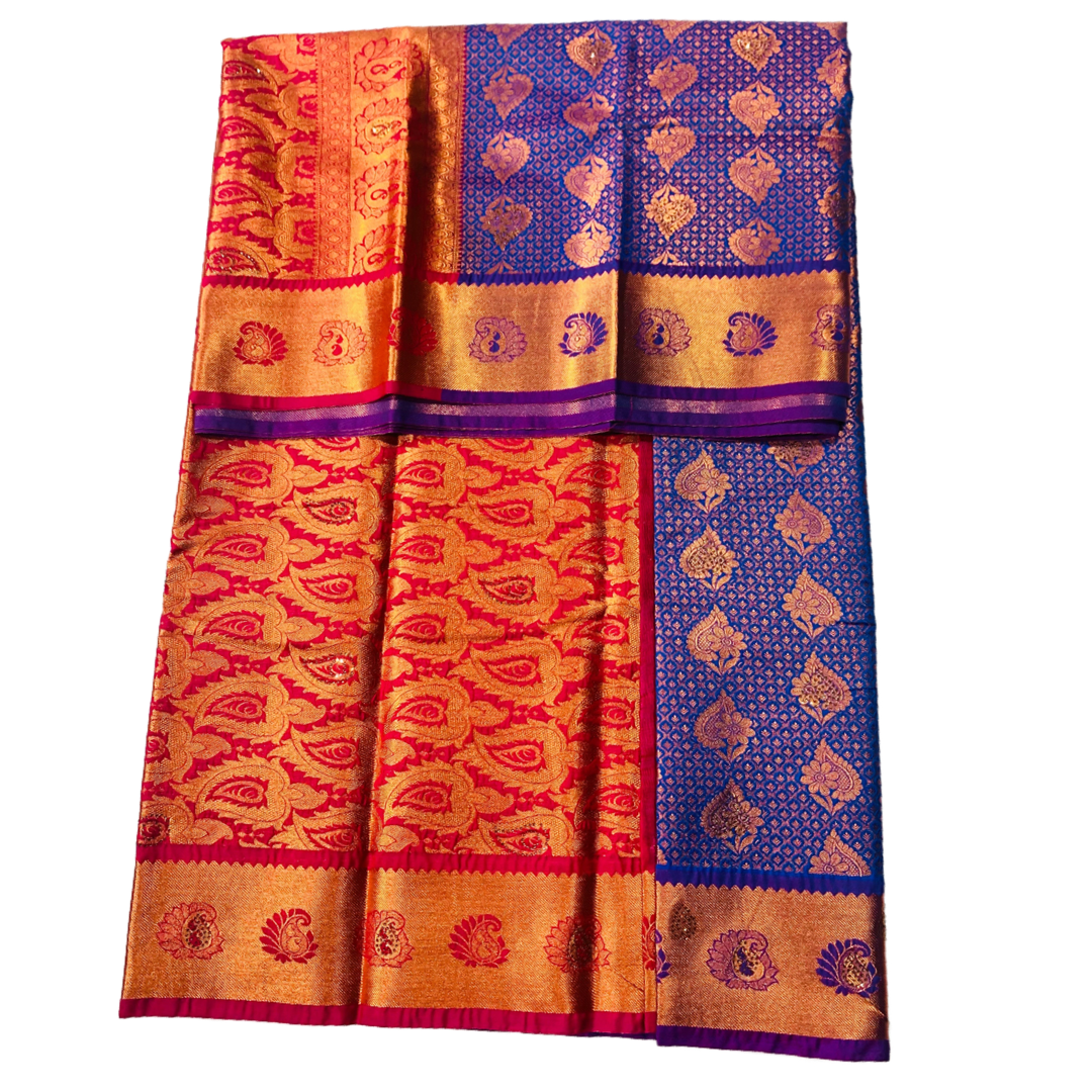 Bridal Vegan Silk Saree Blue Colour