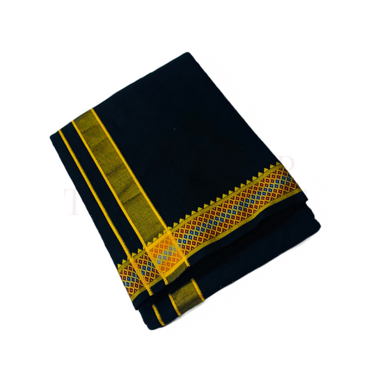 Black Cotton Dhoti with Gold border