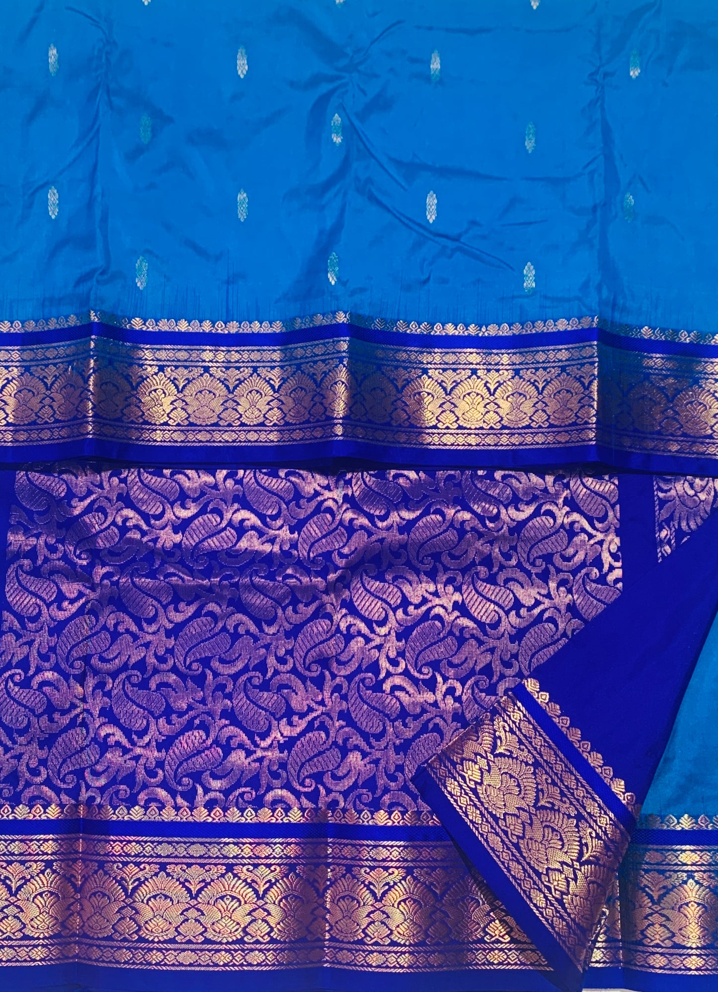 Pure Kanchipuram Silk Blue Colour