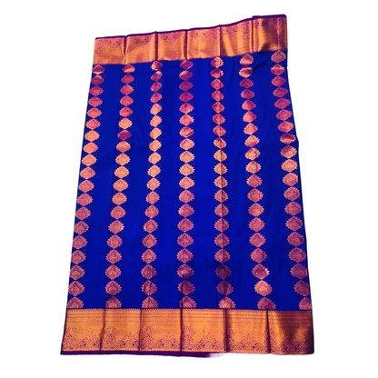 Blue shade saree with Copper Border with floral design