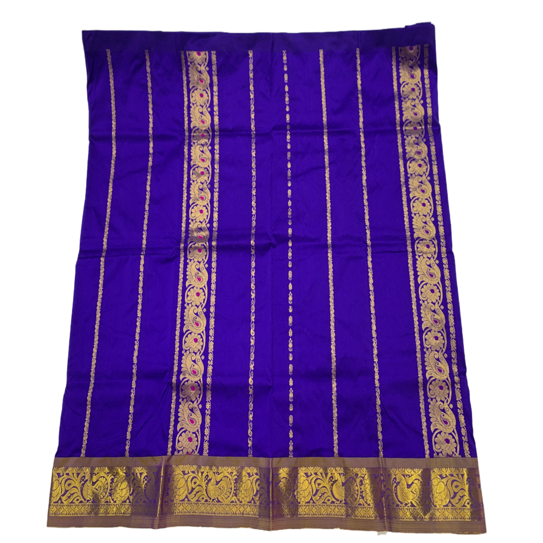 Blue shade Semi Silk Kids Pattu Pavadai with Contrast border age  above 10 Years