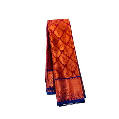 Vegan Silk Saree Maroon with Copper with Blue Border