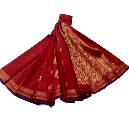 Maroon shade silk cotton Saree