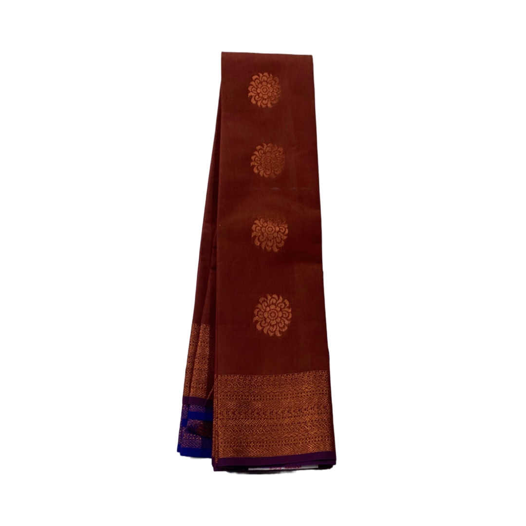 Maroon shade silk cotton saree