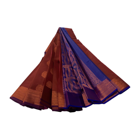 Maroon shade silk cotton saree