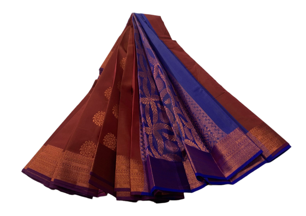 Maroon shade silk cotton saree