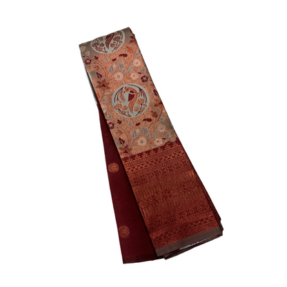 Sandal shade saree with Brown Border